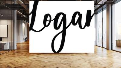 Logan,Typography/Calligraphy  Black Color Text On White Background Wall mural