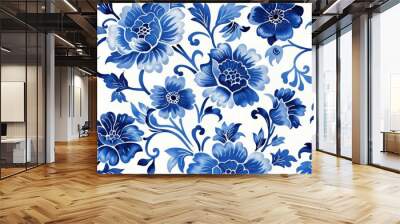 Patterns of Chinese flowers and blue and white porcelain pattern Wall mural