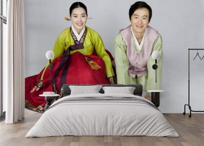 young woman and man in korean traditional clothing, hanbok Wall mural