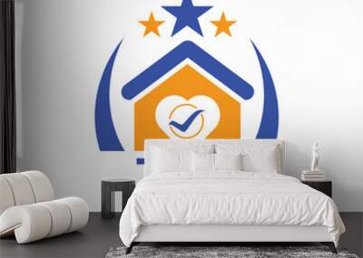 TKI House logo Letter logo and star icon. Blue vector image on white background. KJG house Monogram home logo picture design and best business icon. 
 Wall mural