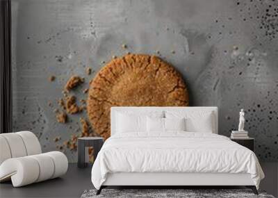 Two Brown Cookies on Gray Background. Wall mural