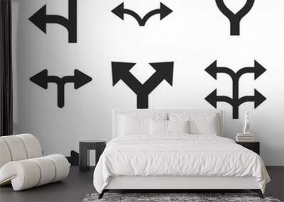 Divide Arrows vector icon set. Collection style is gray flat symbols on a white background. Wall mural