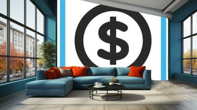 Finance blue and gray vector icon. Image style is a flat pictograph symbol inside a rounded square frame on a white background. Wall mural