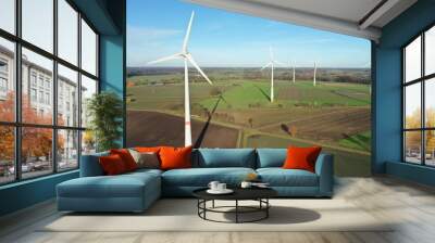 Windpark Windenergie Landwirtschaft, Luftaufnahme Wall mural