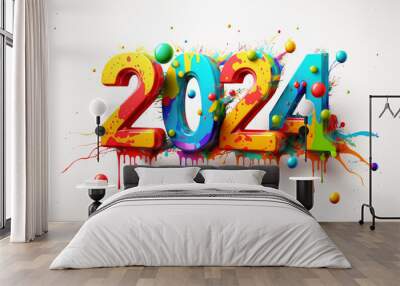 2024 year celebration banner design, isolated on plain background. Wall mural