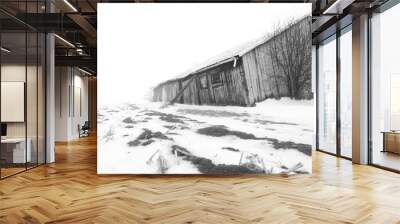 farm in winter Wall mural