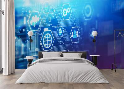 Abstract background with digital interface Wall mural