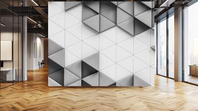 Abstract grey triangle pattern over white Wall mural