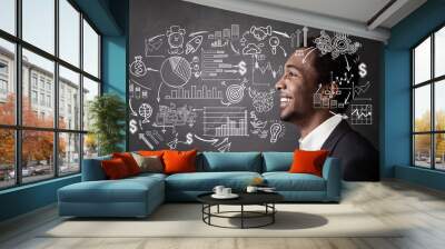 african american guy and startup sketch Wall mural