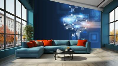 Artificial intelligence interface and icons Wall mural