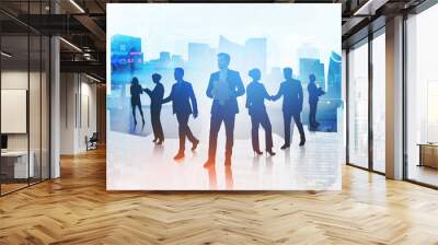 Business people in abstract office space in working flow doing b Wall mural