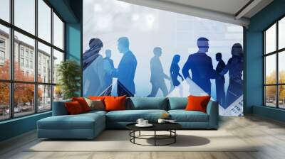 Business people in city, business interface Wall mural