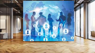 Business team in global world, network Wall mural