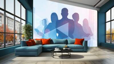 Business team silhouettes, corporate life Wall mural