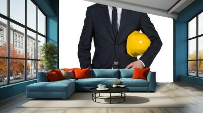 businessman engineer holding helmet Wall mural