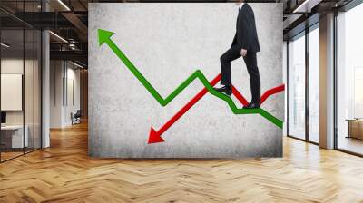 businessman walking on graph Wall mural