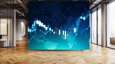 Creative digital graph, global stock market Wall mural