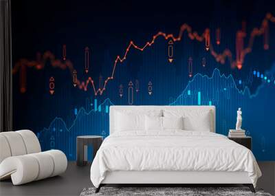 Creative digital graph background, stock market Wall mural