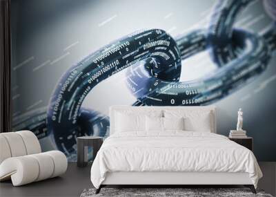 Diagonal chain, a blockchain concept, gray closeup Wall mural