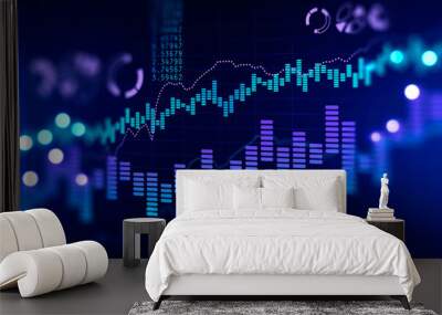 Digital financial chart interface, stock market Wall mural