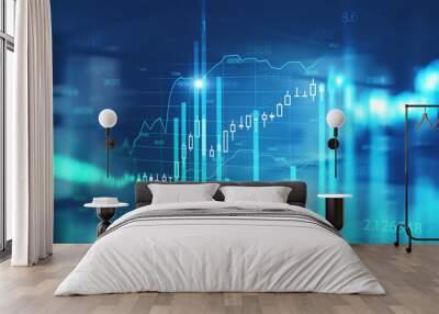 Digital financial chart interface, trading Wall mural