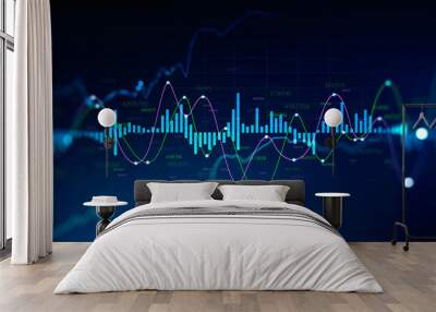 digital graph interface, stock market Wall mural