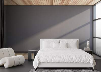 Empty gray room with wooden floor Wall mural