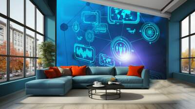 Futuristic business interface background, network Wall mural