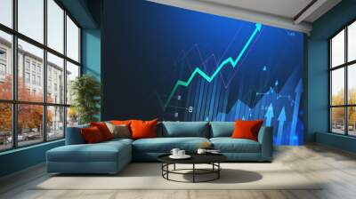 Futuristic glowing arrow growth charts Wall mural