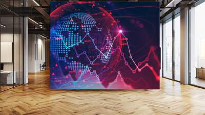 Global financial crisis concept, stock market Wall mural