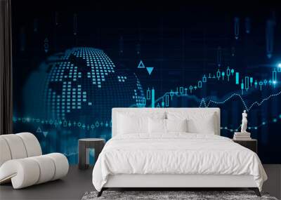 Graph and global stock market interface Wall mural