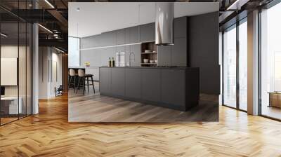 Gray kitchen corner with bar Wall mural