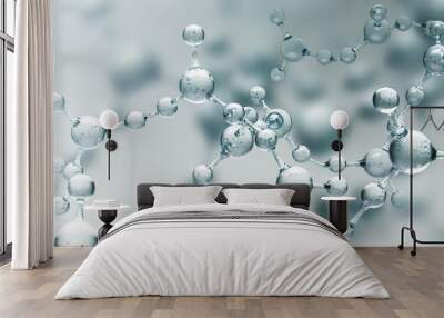 gray transparent molecule model over grey Wall mural