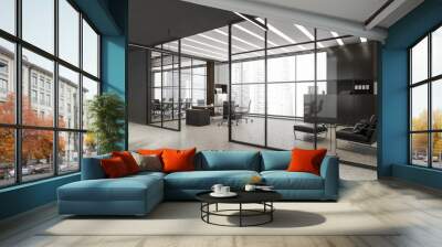 Grey CEO office interior with waiting area Wall mural