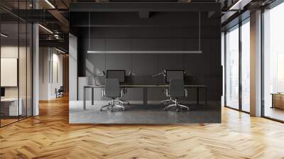 Grey open space office interior Wall mural