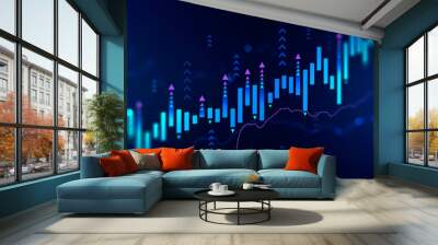 Growing digital graph background, growth Wall mural