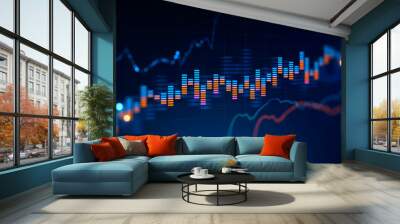 Growing digital graph interface, stock market Wall mural