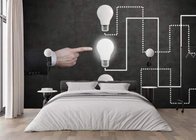 hand pointing to lamp Wall mural