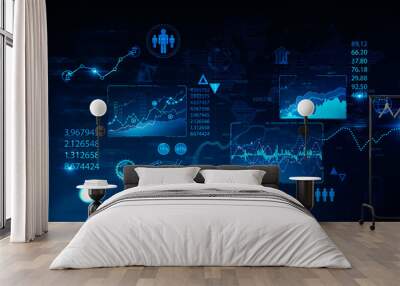 HUD financial infographics interface, data Wall mural