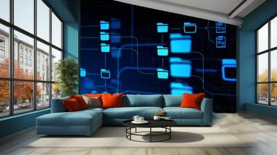 Immersive futuristic document management system interface Wall mural