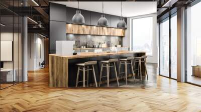 Loft kitchen corner with bar Wall mural