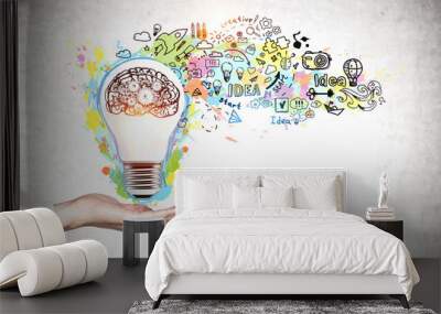 Man hand showing creative idea sketch Wall mural