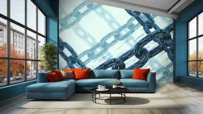 Many chains, a blockchain concept, gray closeup Wall mural