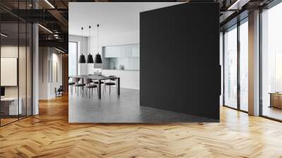 Modern kitchen interior with blank wall for mockup. 3D Rendering Wall mural