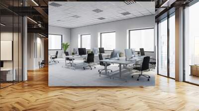 Modern white open space office corner Wall mural