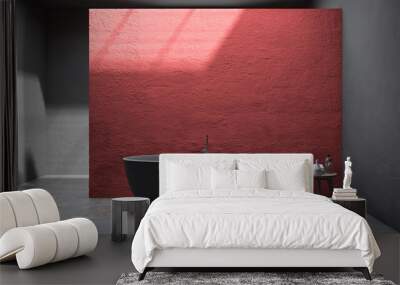 Red and gray bathroom interior with tub Wall mural