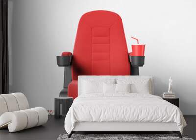 Red cinema chair on white background Wall mural