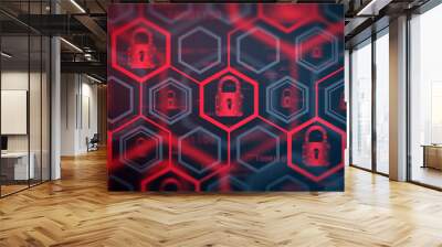 Red online security interface background Wall mural