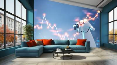 Robot hand touching forex graph interface fintech. 3d illustration Wall mural