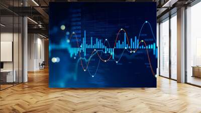 Stock market and trading, digital graph Wall mural